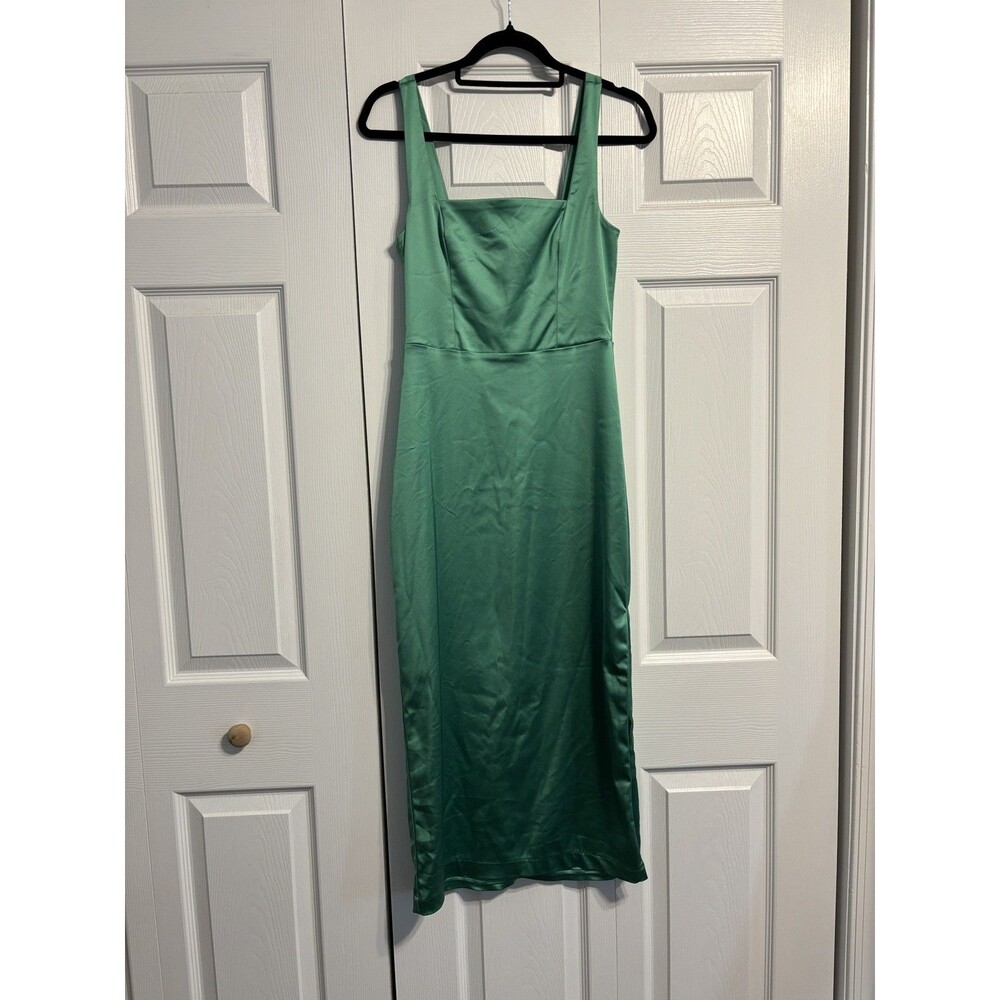 Abercrombie Sculpting Stretch Satin Midi Dress women’s small kelly green wedding